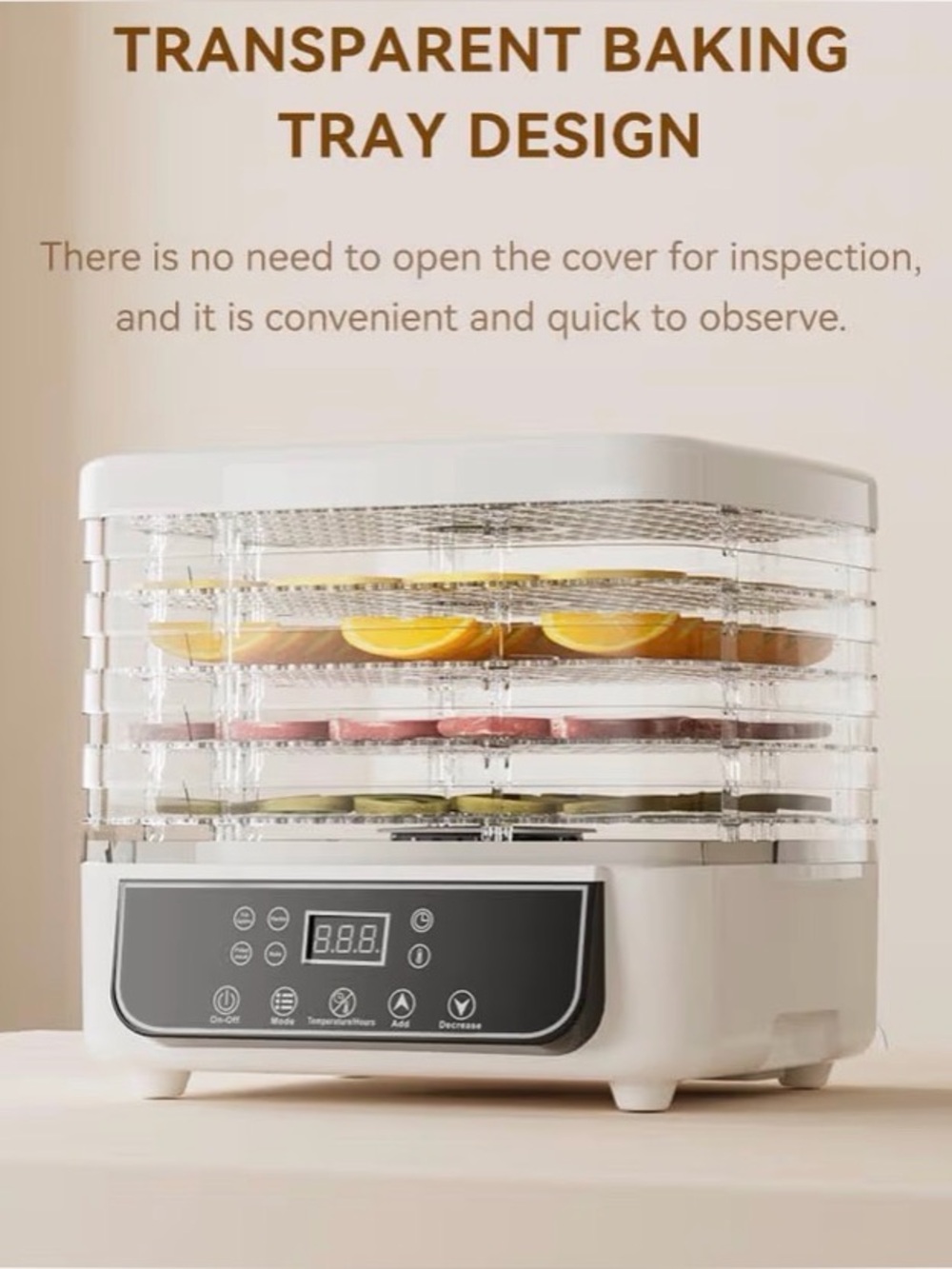 Electric Food Dehydrator in White and Clear